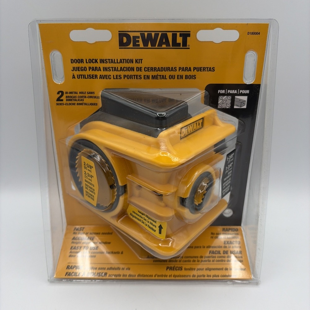 Dewalt Door Lock Installation Kit D180004 Bi-Metal Hole Saws Brand New